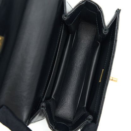 Chanel 23p Flap Bag with Top Handle Shiny Calfskin Black  (Microchip)