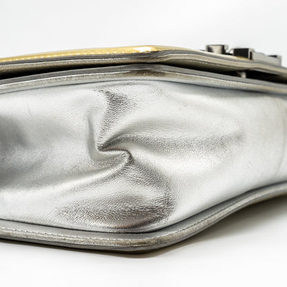 Chanel medium boy bag patent light gold / silver