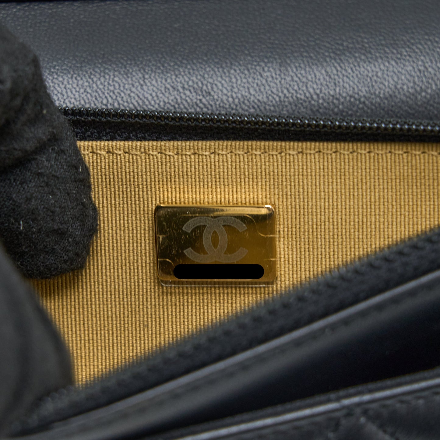 Chanel Pearl Crush Wallet On Chain Lambskin Black  (Microchip)