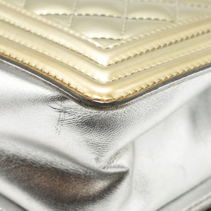 Chanel medium boy bag patent light gold / silver