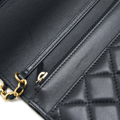 Chanel Pearl Crush Wallet On Chain Lambskin Black  (Microchip)