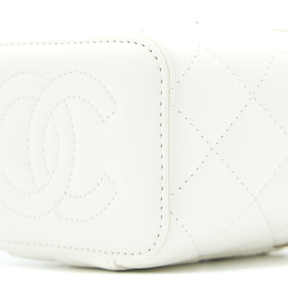 Chanel 23C Pearl Crush Mini Vanity with Chain Lambskin White L (Microchip)