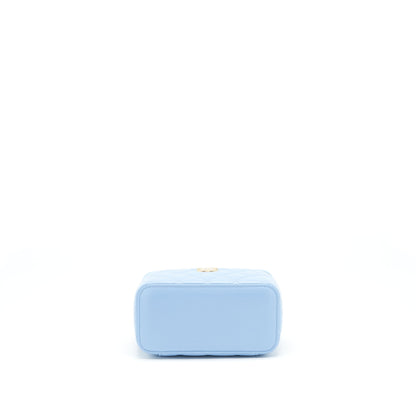 Chanel 22S Letter Handle Long Vanity With Chain Caviar Blue