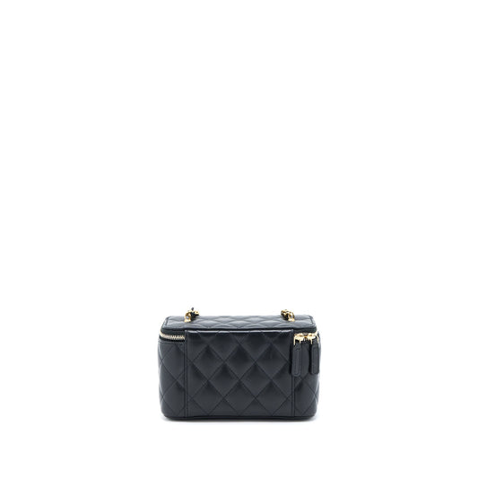 Chanel Pear Crush Long Vanity With Chain Lambskin Black