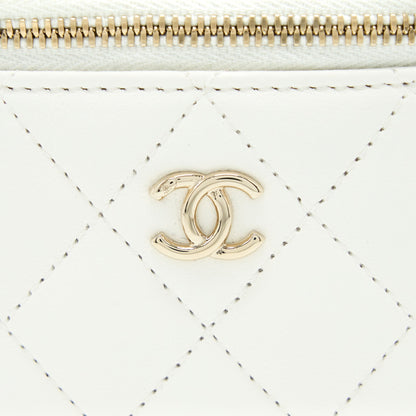 Chanel 23C Pearl Crush Mini Vanity with Chain Lambskin White L (Microchip)