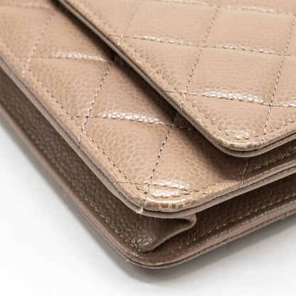 Chanel Classic Wallet on Chain caviar dark beige