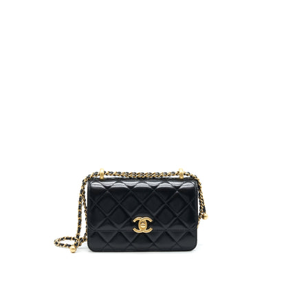 Chanel 21A Gold Crush Mini Flap Bag Calfskin Black