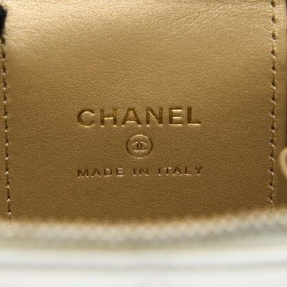 Chanel 23C Pearl Crush Mini Vanity with Chain Lambskin White L (Microchip)