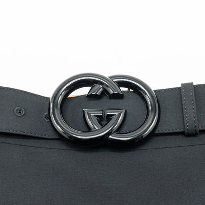 Gucci Size 38 GG Belt A-Line Skirt Silk/Wool Black