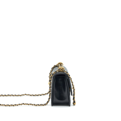 Chanel 21A Gold Crush Mini Flap Bag Calfskin Black