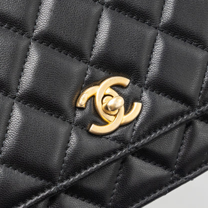 Chanel Pearl Crush Wallet On Chain Lambskin Black