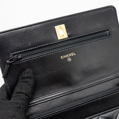 Chanel Pearl Crush Wallet On Chain Lambskin Black