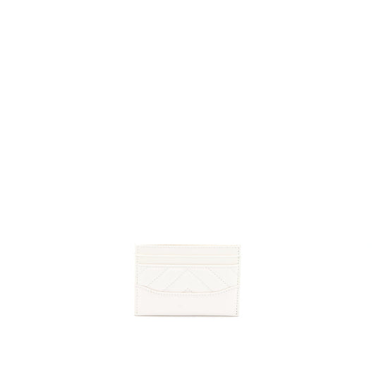 Chanel Chevron Card Holder Calfskin White