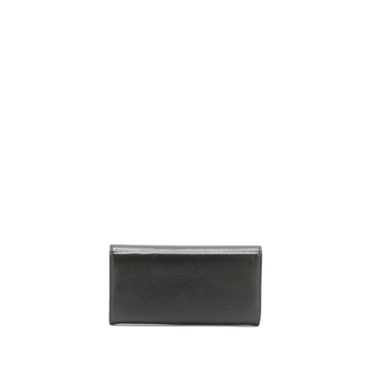 Chanel CC Logo Flap Long Wallet Caviar Dark Olive Green