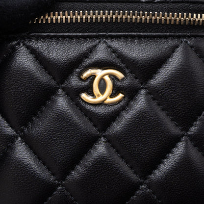 Chanel Pearl Crush Mini Vanity with Chain Lambskin Black Brushed  (Microchip)
