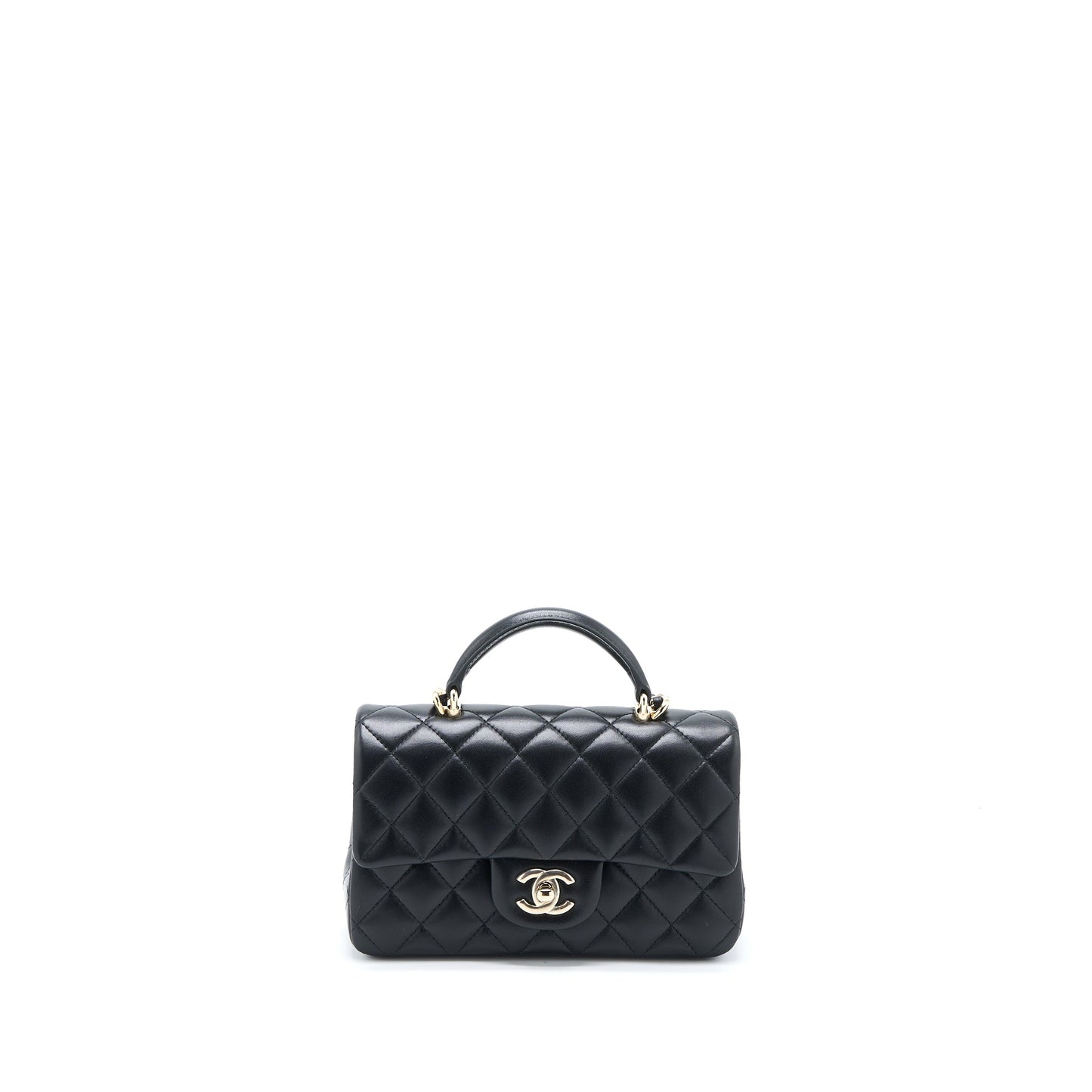 Chanel Top Handle Mini Rectangular Flap Bag Lambskin Black L (Microchip)