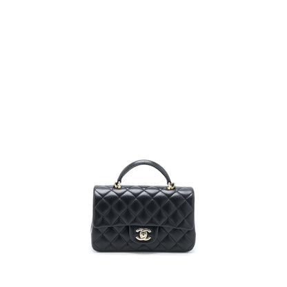 Chanel Top Handle Mini Rectangular Flap Bag Lambskin Black L (Microchip)