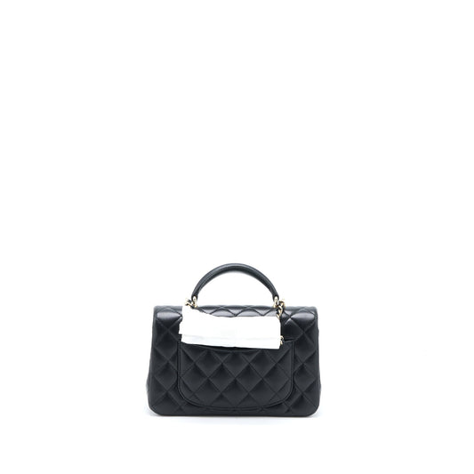 Chanel Top Handle Mini Rectangular Flap Bag Lambskin Black L (Microchip)