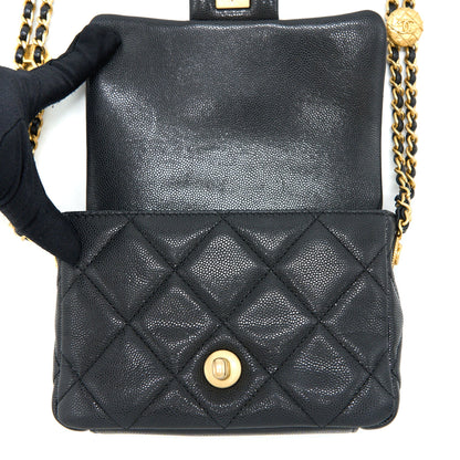Chanel 22A Square Flap Bag Caviar Black  (Microchip)