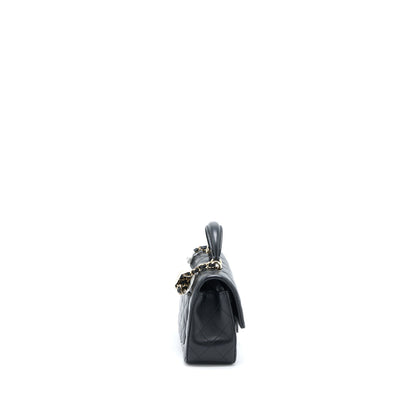 Chanel Top Handle Mini Rectangular Flap Bag Lambskin Black L (Microchip)