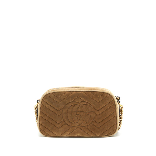 Gucci GG Marmont Camera Bag Velvet Gold Tan
