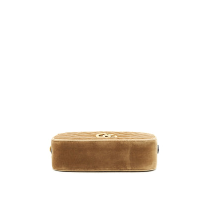 Gucci GG Marmont Camera Bag Velvet Gold Tan