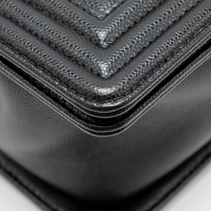 Chanel Medium Boy Bag Caviar Black  (Microchip)