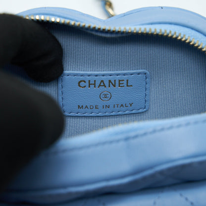 Chanel 22S Heart Belt Bag Lambskin Light Blue L