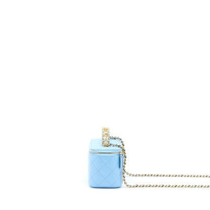 Chanel 22s Letter Top Handle Long Vanity Caviar Blue