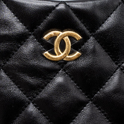 Chanel 22k Hobo Shoulder Bag Lambskin Black  (Microchip)