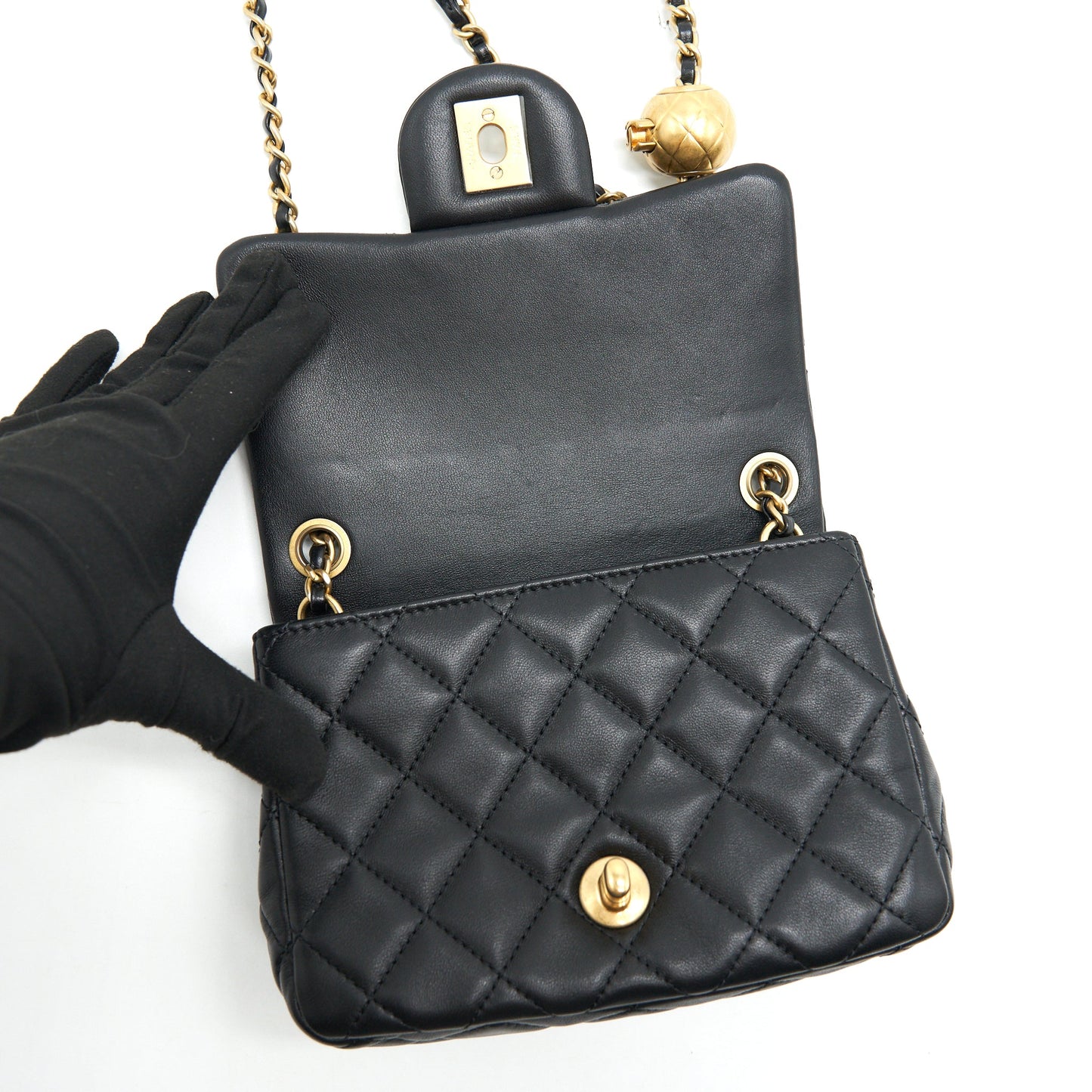 Chanel Pearl Crush Crush Mini Square Flap Bag Black