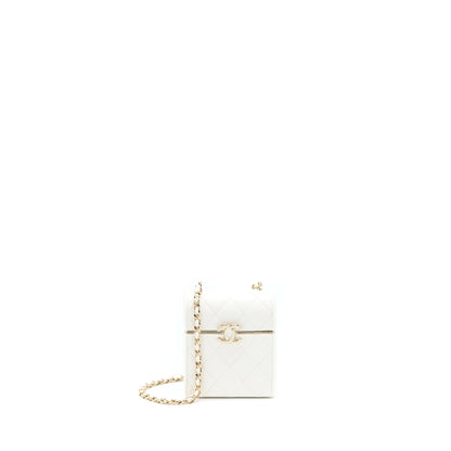 Chanel 22P Quilted Mini Box Vanity With Chain Lambskin White L