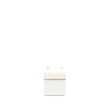 Chanel 22P Quilted Mini Box Vanity With Chain Lambskin White L
