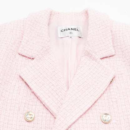 Chanel 21S Size 34 Tweed Jacket Cotton/ Polyester/ Acrylic Pink