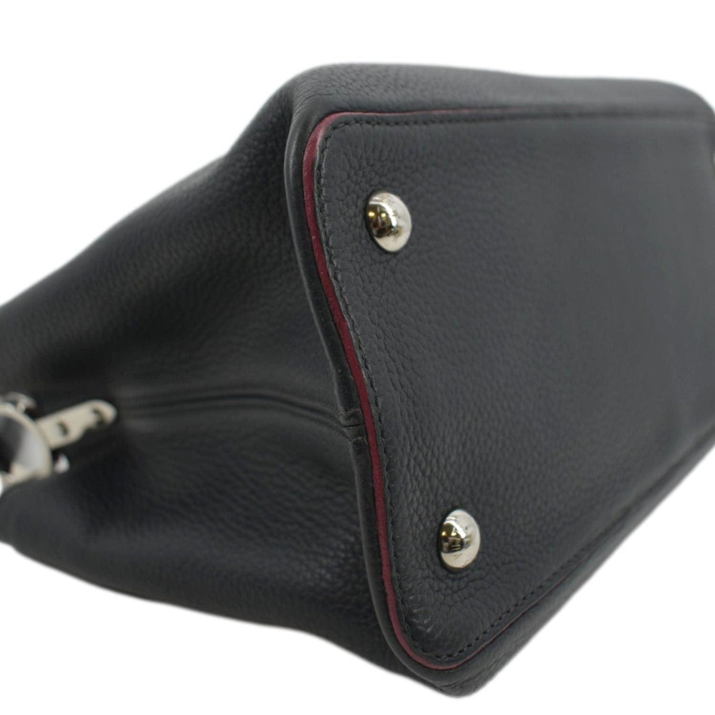 LOUIS VUITTON Capucines Taurillon Leather Satchel Bag Black