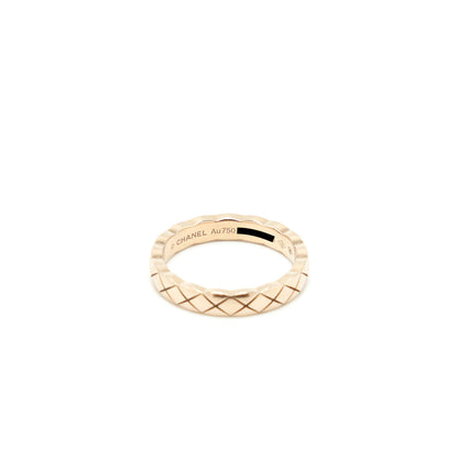Chanel Size 48 Mini Version Coco Crush Ring Quilted Motif 18k Beige Gold