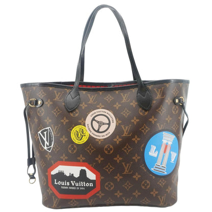 LOUIS VUITTON Neverfull MM World Tour Monogram Canvas Tote Shoulder Bag Brown