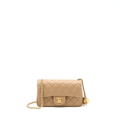 Chanel 22S Pearl Crushed Mini Rectangular Lambskin Dark Beige (Microchip)
