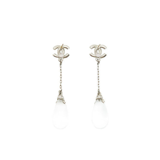 Chanel cc and white Crystal Earrings
