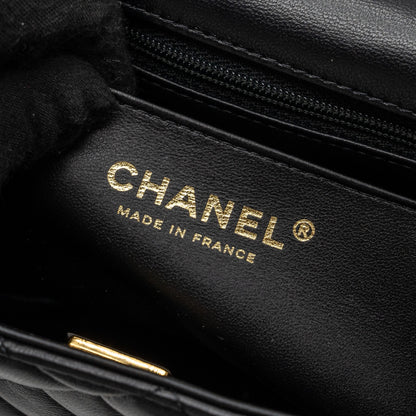 Chanel Top Handle Mini Rectangular Lambskin Black L(Microchip)