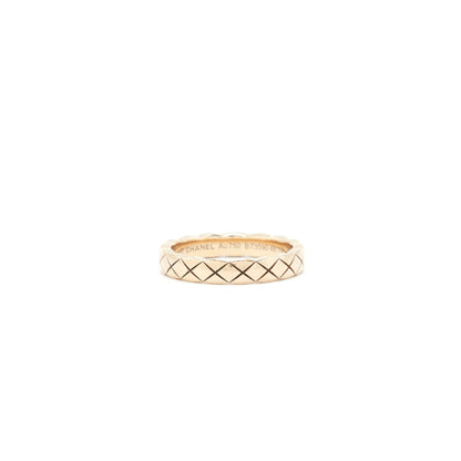 Chanel Size 48 Mini Version Coco Crush Ring Quilted Motif 18k Beige Gold