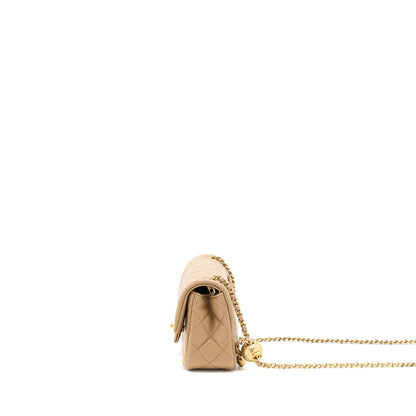 Chanel 22S Pearl Crushed Mini Rectangular Lambskin Dark Beige (Microchip)