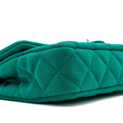 Chanel 23a Classic Flap Clutch Fabric Green L(Microchip)
