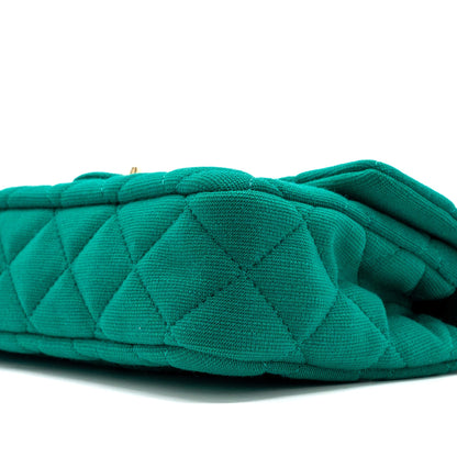 Chanel 23a Classic Flap Clutch Fabric Green L(Microchip)