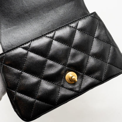 Chanel 25C Coco Love Adjustable Chain Shiny Lambskin Black  (Microchip)