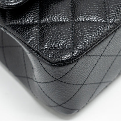 Chanel Medium Classic Double Flap Bag Caviar Black  (Microchip)