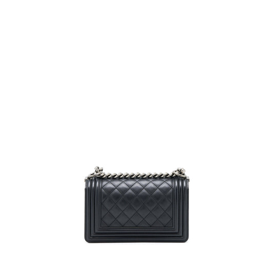 Chanel Small Boy Bag Calfskin Black With Ruthenium Hardware