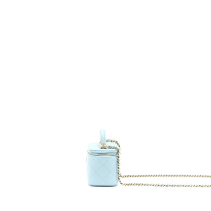 Chanel 22P Top Handle Mini Vanity with Chain Lambskin Light Blue L