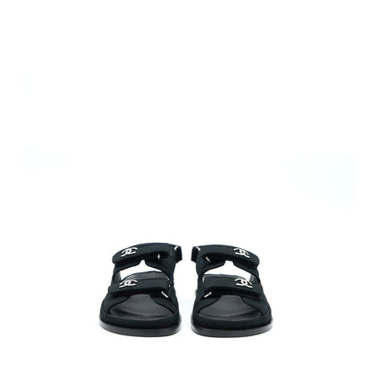 Chanel Size 38.5 Dad Sandals with Crystal Logo Black/Multicoloured