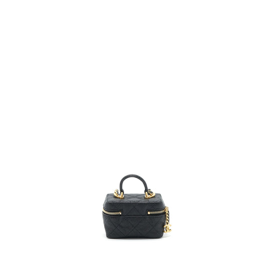 Chanel top handle mini zipper soft Vanity with chain Caviar black